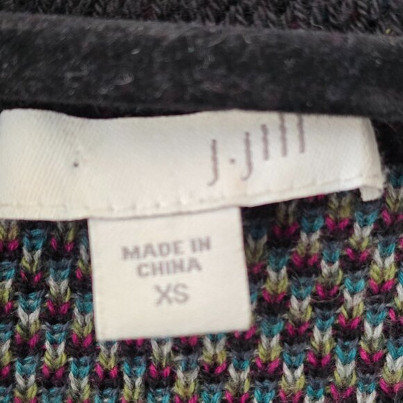 J. JILL Black Floral Jacquard Long Sweater Duster Coat Cardigan w/ Pockets XS - Picture 10 of 12